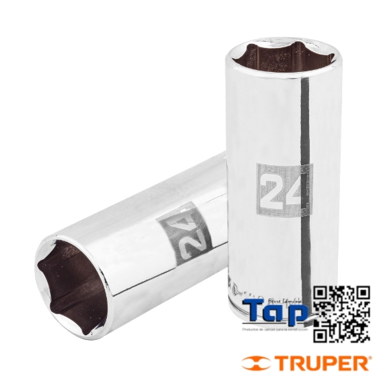 Imagen de DADO LARGO 24 MM  6 PTA CUA 013 1/2" TRUPER