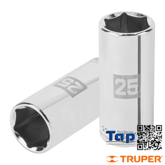 Imagen de DADO LARGO 25 MM  6 PTA CUA 013 1/2" TRUPER