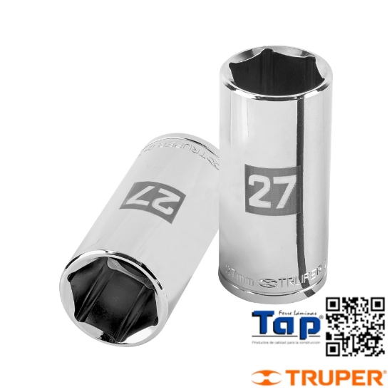 Imagen de DADO LARGO 27 MM  6 PTA CUA 013 1/2" TRUPER