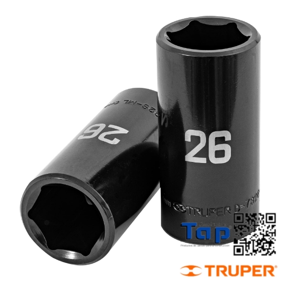 Imagen de DADO LARGO IMPACTO 26 MM  6 PTA CUA 013 1/2" TRUPER
