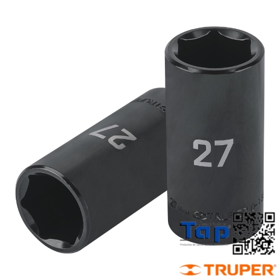 Imagen de DADO LARGO IMPACTO 27 MM  6 PTA CUA 013 1/2" TRUPER