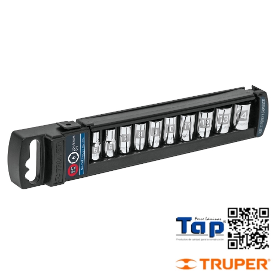 Imagen de DADOS CUA 006 1/4" MM TRUPER JGO 10