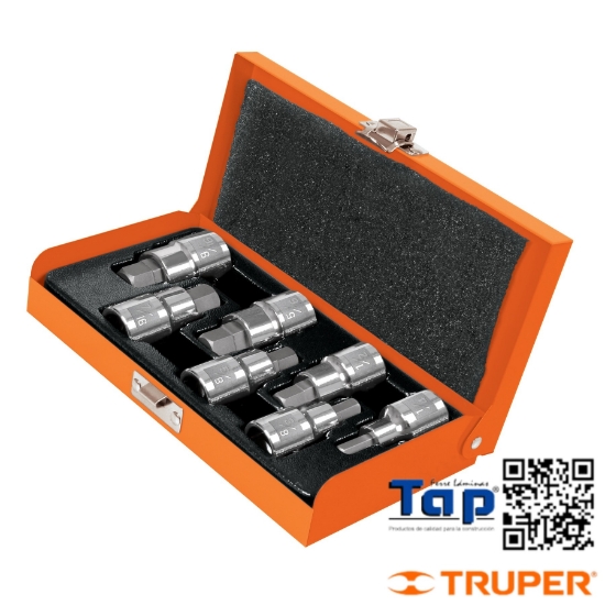Imagen de DADOS CUA 013 1/2" PTA HEX STD ESTUC METALICO JGO 7