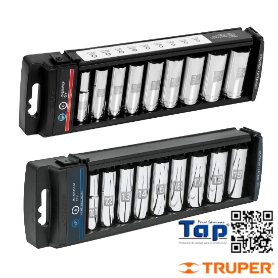 Imagen de DADOS LARGOS CUA 009 3/8" STD TRUPER JGO  9