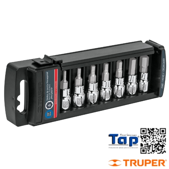 Imagen de DADOS PTA HEX STD CUA 009 3/8" TRUPER JGO 7