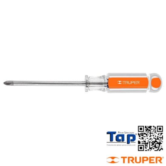 Imagen de DESARMADOR CRUZ 006 1/4"X038 1-1/2" MANGO ACETAT TRUPER