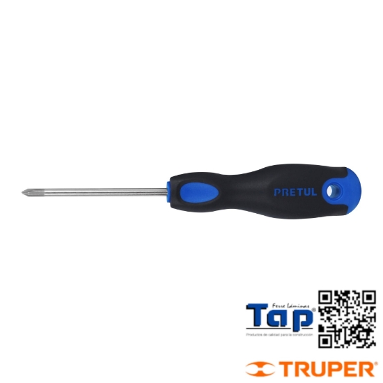 Imagen de DESARMADOR CRUZ 006 1/4"X200 8" MANGO COMFORTGRIP PRETUL