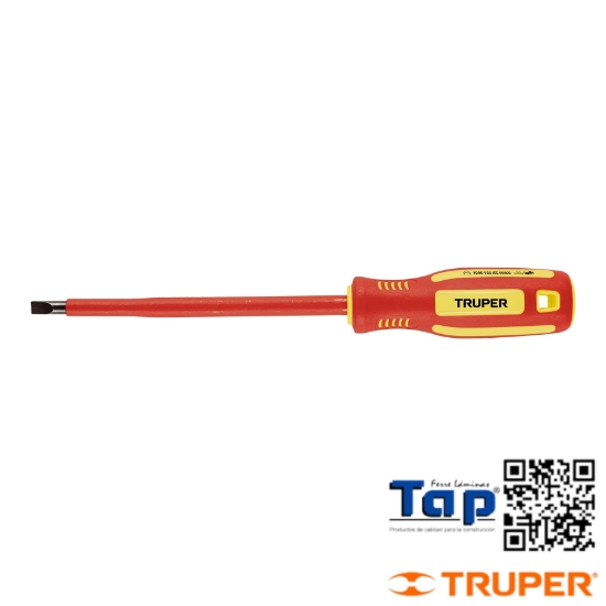 Imagen de DESARMADOR DIELECTRICO PLANO 005 7/32"X125 5" TRUPER