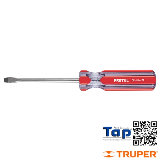 Imagen de DESARMADOR PLANO 004 3/16"X075 3" MANGO PVC PRETUL