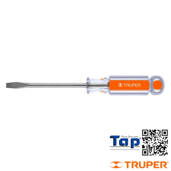 Imagen de DESARMADOR PLANO 006 1/4"X150 6" MANGO ACETAT TRUPER