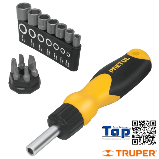 Imagen de DESARMADOR T MATRACA C  6 PTA Y 7 DADOS PRETUL
