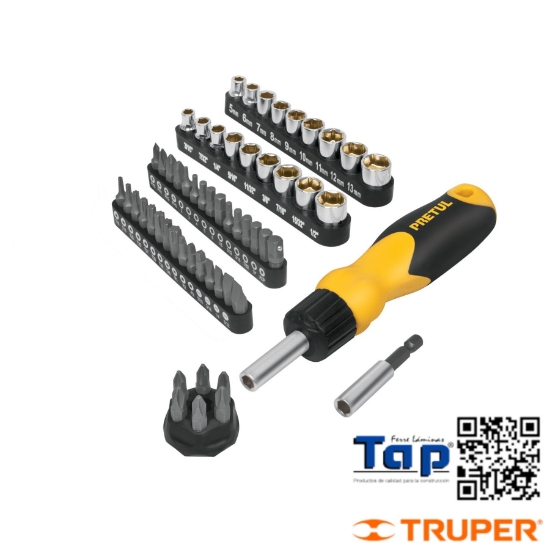 Imagen de DESARMADOR T MATRACA C 35 PTA Y 18 DADOS PRETUL