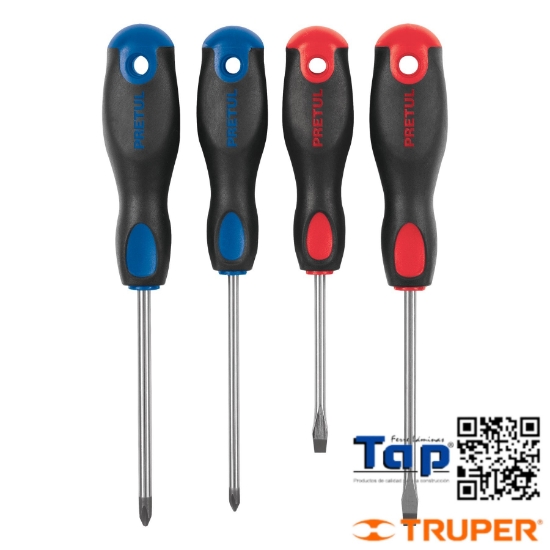 Imagen de DESARMADORES MANGO COMFORTGRIP PRETUL JGO 4