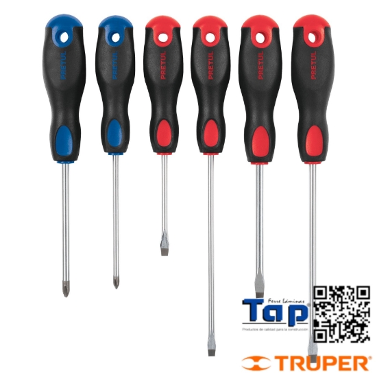 Imagen de DESARMADORES MANGO COMFORTGRIP PRETUL JGO 6