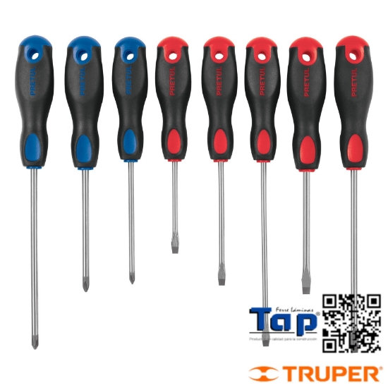 Imagen de DESARMADORES MANGO COMFORTGRIP PRETUL JGO 8