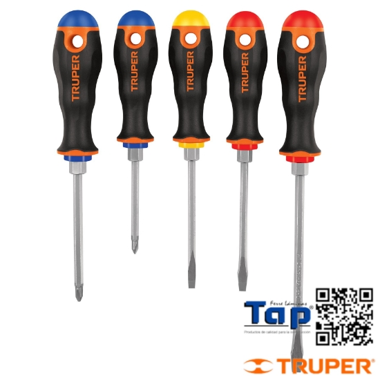 Imagen de DESARMADORES MANGO COMFORTGRIP TRUPER JGO 5