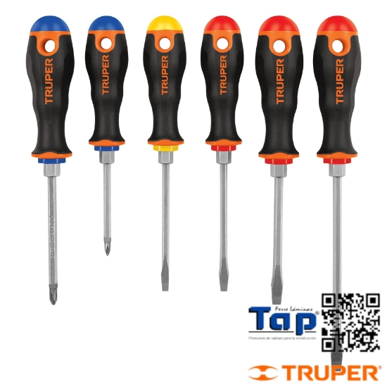 Imagen de DESARMADORES MANGO COMFORTGRIP TRUPER JGO 6