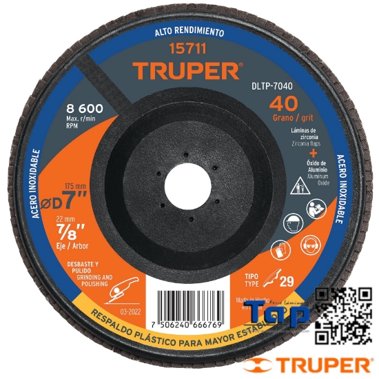 Imagen de DISCO 175 7" LAMINADO RESP. PCO GRANO 120 CENTRO 022 7/8"