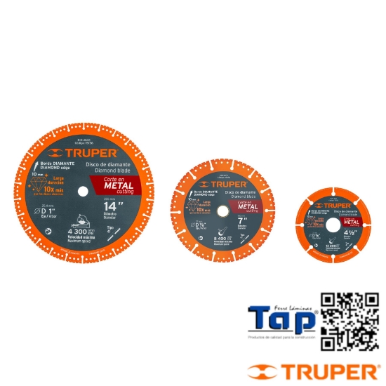 Imagen de DISCO DIAMANTE 175 7"X1.6 MM P CORTE METAL TRUPER