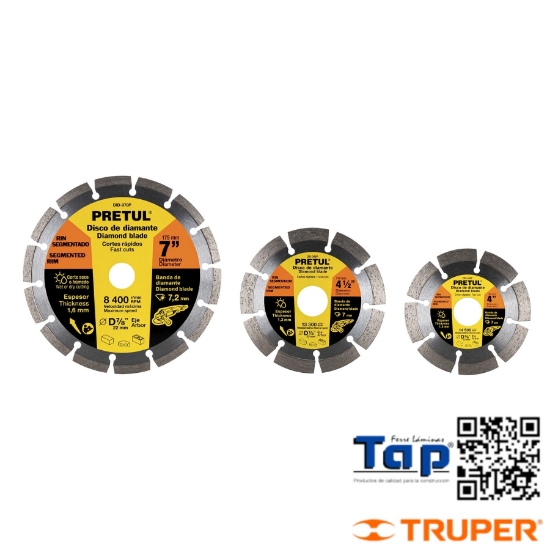 Imagen de DISCO DIAMANTE 175 7"X1.6 MM RIN SEGMENTADO PRETUL