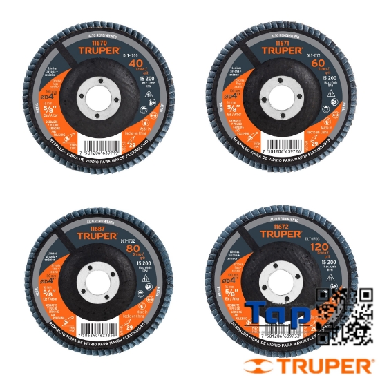 Imagen de DISCO LAMINADO 100 4" GRANO  40 CENTRO 015 5/8" TRUPER