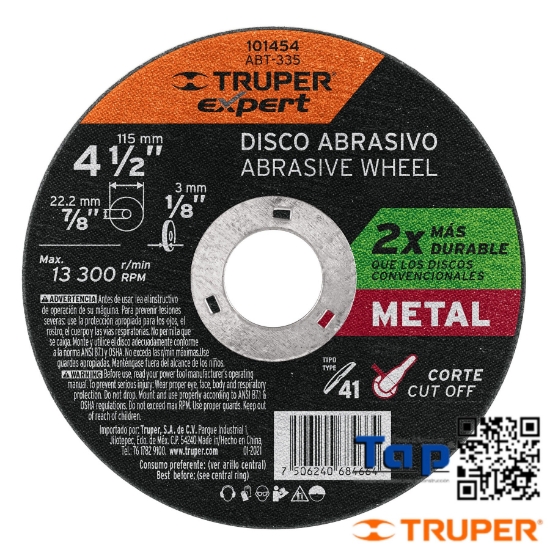 Imagen de DISCO P CORTE METAL 113 4-1/2" T 41 TRUPER EXPERT