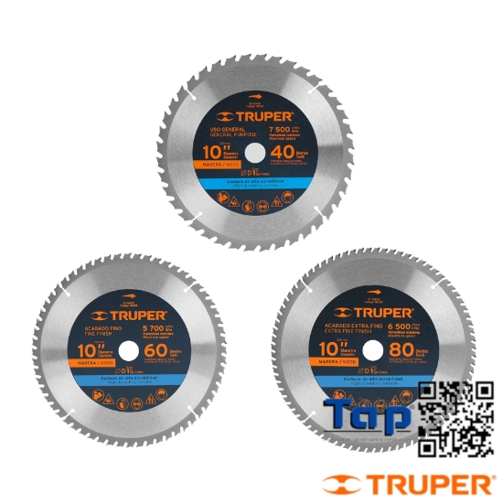 Imagen de DISCO SIERRA 250 10" P MAD 80 DIENTES CENTRO 025 1" TRUPER
