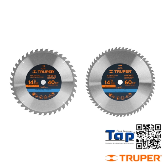 Imagen de DISCO SIERRA 350 14" P MAD 60 DIENTES CENTRO 025 1" TRUPER