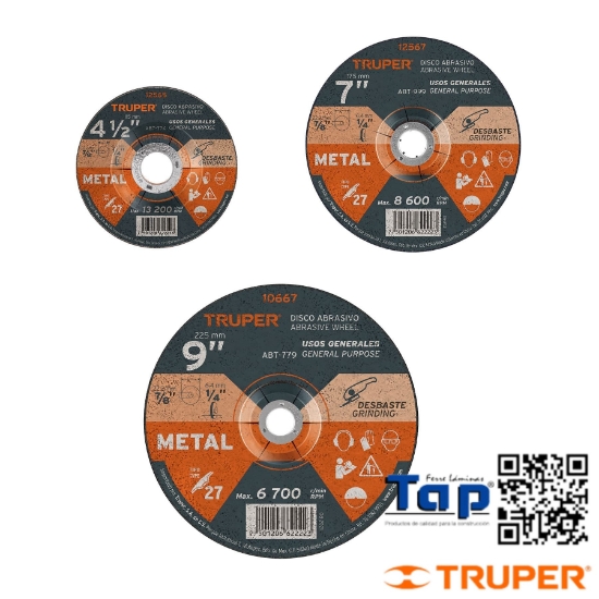 Imagen de DISCO T 27 175 7"X6.4 MM DESBASTE METAL TRUPER