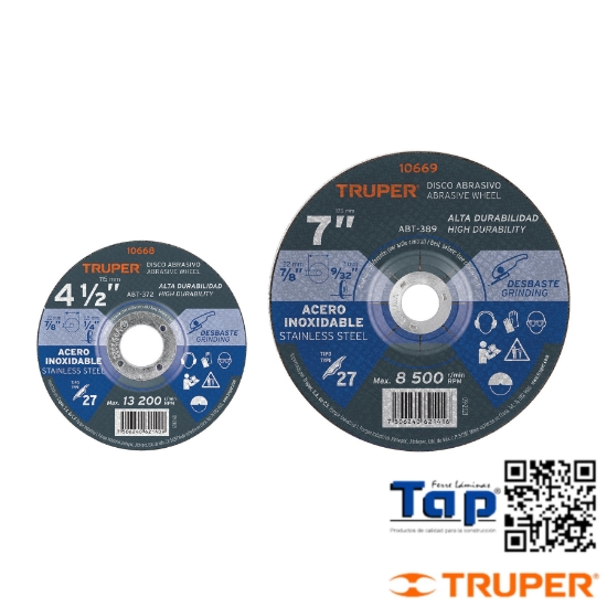Imagen de DISCO T 27 175 7"X7.2 MM DESBASTE ACERO INOXIDABLE