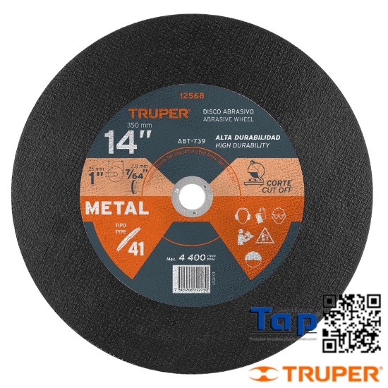 Imagen de DISCO T 41 350 14"X2.8 MM P CORTE METAL TRUPER