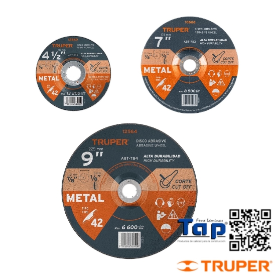 Imagen de DISCO T 42 113 4-1/2"X3.2 MM P CORTE METAL TRUPER