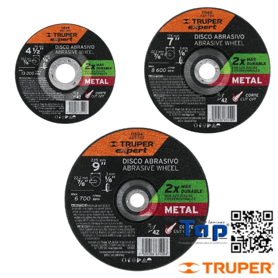 Imagen de DISCO T 42 225 9"X3.2 MM CORTE METAL TRUPER EXPERT
