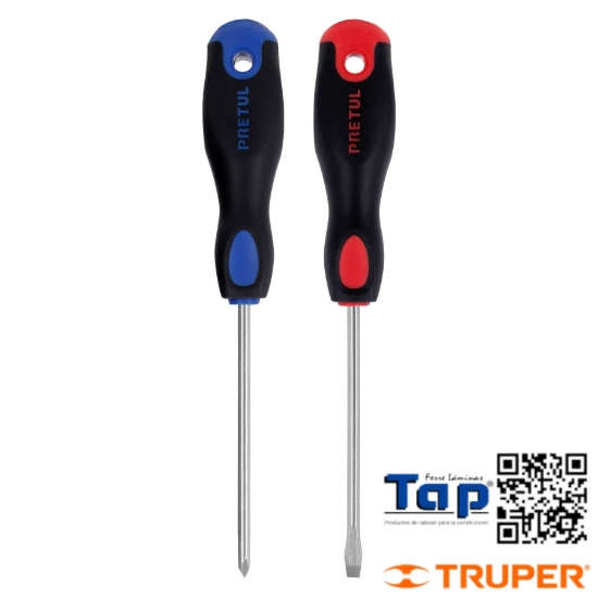 Imagen de DESARMADORES 004 3/16"X100 4" MANGO COMFORTGRIP PRETUL DUO