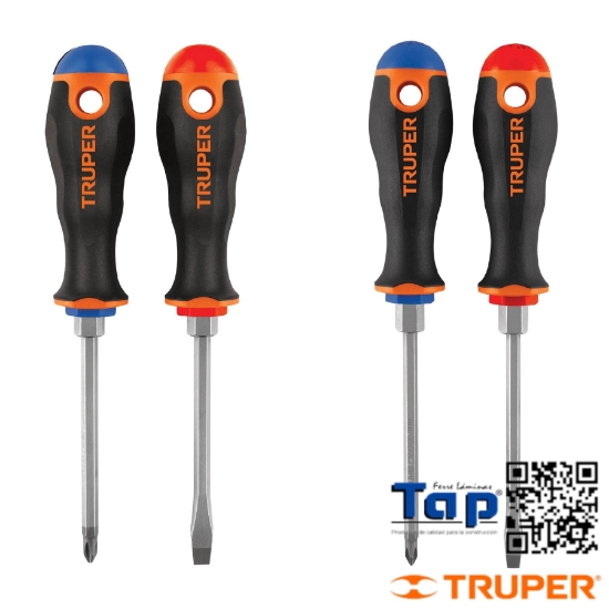Imagen de DESARMADORES 006 1/4"X100 4" MANGO COMFORTGRIP TRUPER DUO