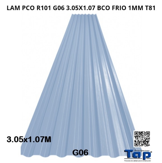 Imagen de LAM PCO R101 G06 3.05x1.07  BCO FRIO 1MM T81