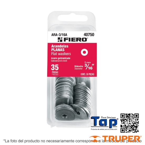 Imagen de ARANDELAS PLANAS DE 006 1/4" FIERO BLISTER C 30