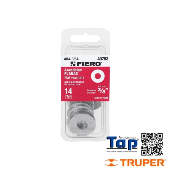 Imagen de ARANDELAS PLANAS DE 009 3/8" FIERO BLISTER C 14