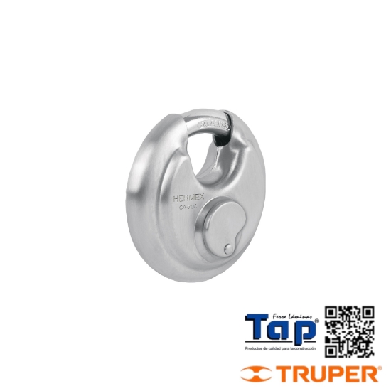 Imagen de CANDADO CIRCULAR ACE INOXCILINDRO LATON 70 MM