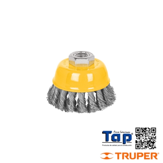 Imagen de CARDA COPA 076 3" ALAMBRE TRENZADO FINO EJE 015 5/8"-11 PRET
