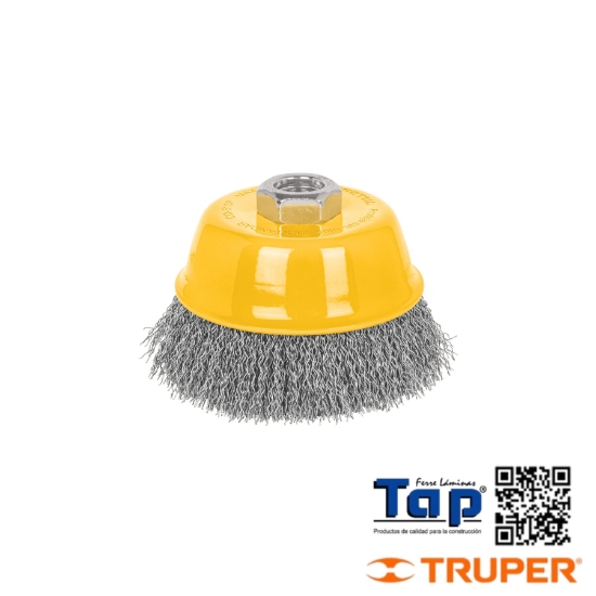 Imagen de CARDA COPA 102 4" ALAMBRE ONDULADO FINO EJE 015 5/8"-11 PRET