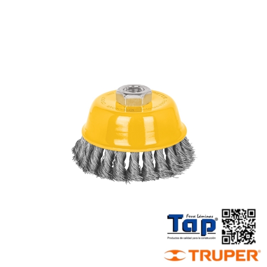 Imagen de CARDA COPA 102 4" ALAMBRE TRENZADO FINO EJE 015 5/8"-11 PRET