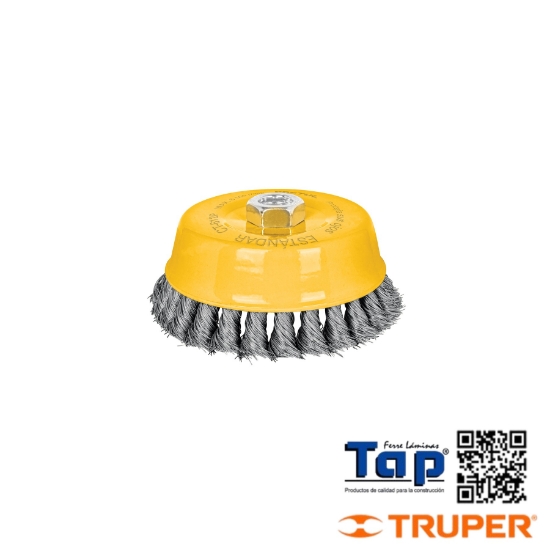 Imagen de CARDA COPA 127 5" ALAMBRE TRENZADO FINO EJE 015 5/8"-11 PRET