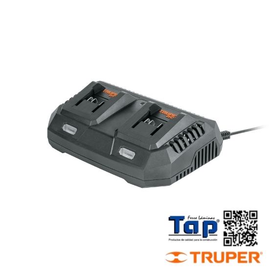 Imagen de CARGADOR DUAL BATERIAS 20V ENCHUFE TIPO C TRUPER MAX