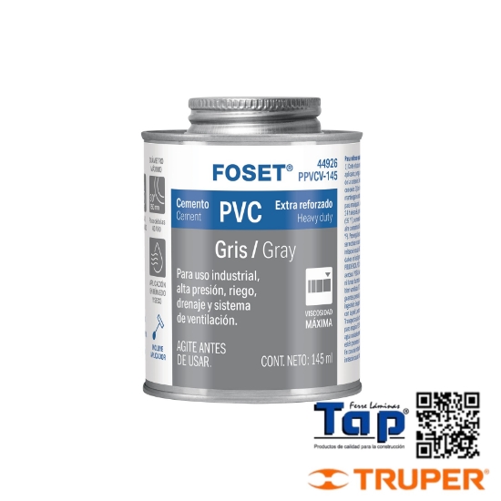 Imagen de CEMENTO P PVC GRIS MAXIMA VISCOSIDAD FOSET LATA 145ML