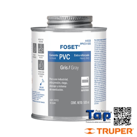 Imagen de CEMENTO P PVC GRIS MAXIMA VISCOSIDAD FOSET LATA 500ML