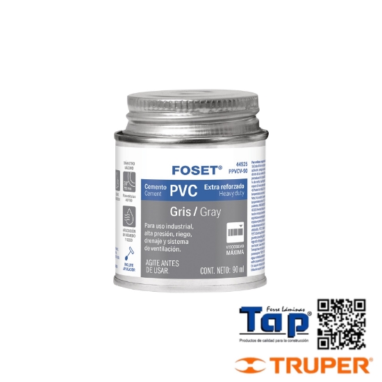 Imagen de CEMENTO P PVC GRIS MAXIMA VISCOSIDAD FOSET LATA 90ML