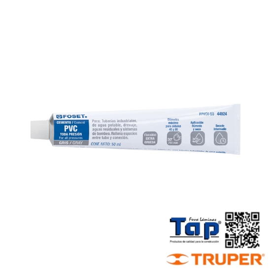 Imagen de CEMENTO P PVC GRIS MAXIMA VISCOSIDAD FOSET TUBO 50ML