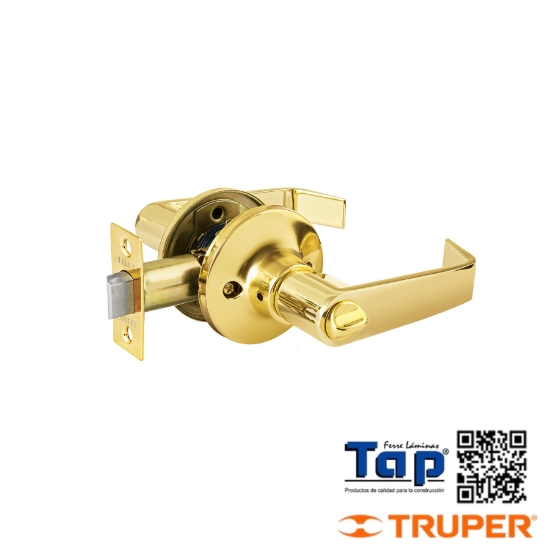 Imagen de CERRADURA MANIJA"SIENA" P RECAMARA LATON BRILLANTE HERMEX