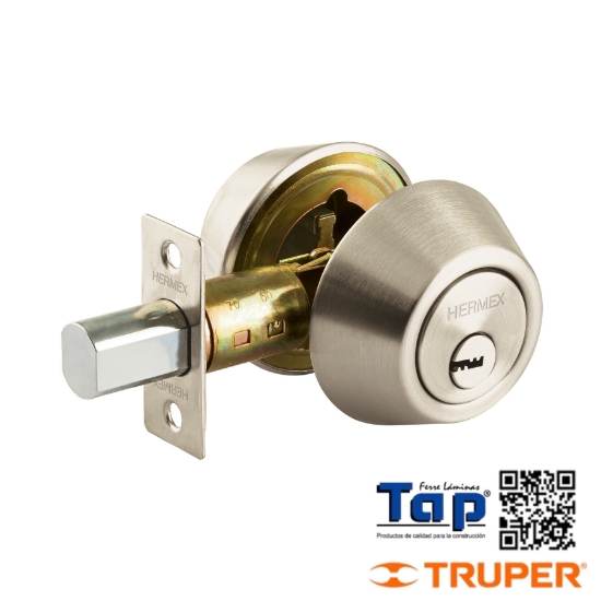 Imagen de CERROJO LLAVE-LLAVE NIQUEL SATIN LLAVE PUNTOS HERMEX